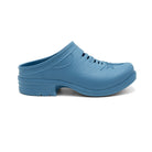 Westech Outrider slip-on shoe in Robin's Egg Blue, fresh bright blue Western comfort footwear on white background, ultra-lightweight and supportive, made in the USA